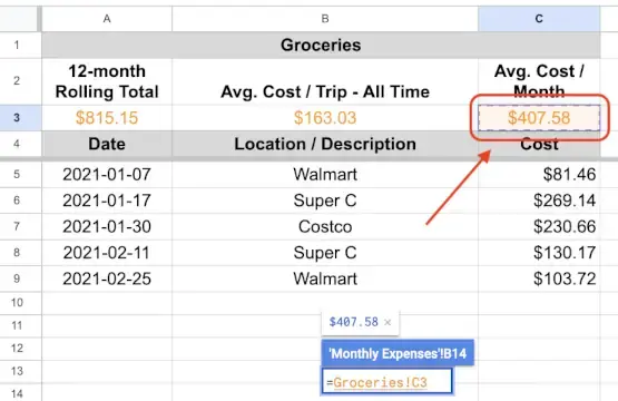 Assigning the Groceries amount