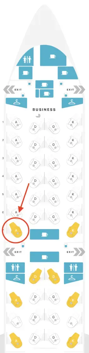 Boeing 777-200LR Business Class layout