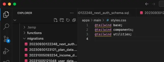 Unknown at rule @tailwind