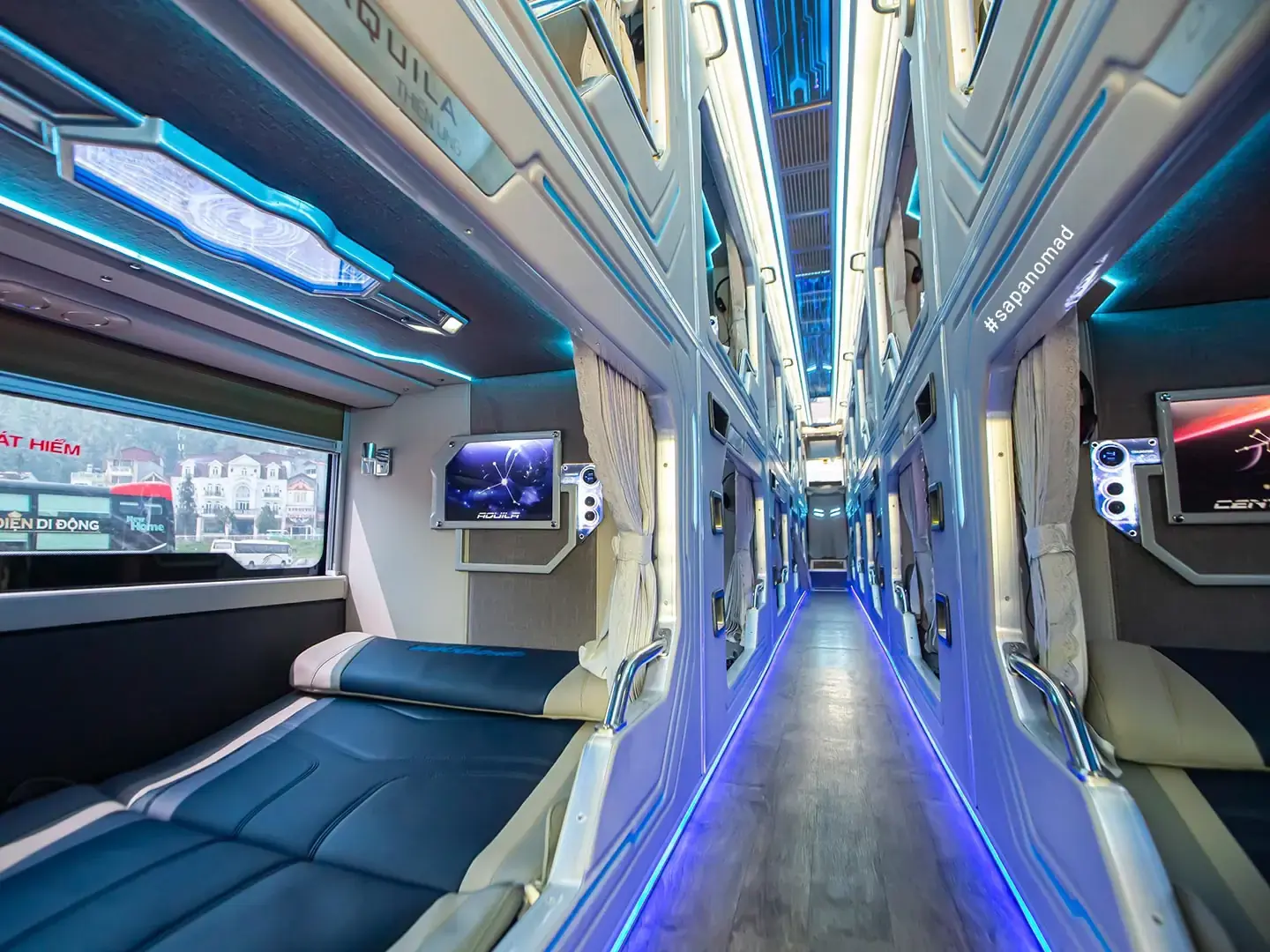 Sleeper bus from the inside