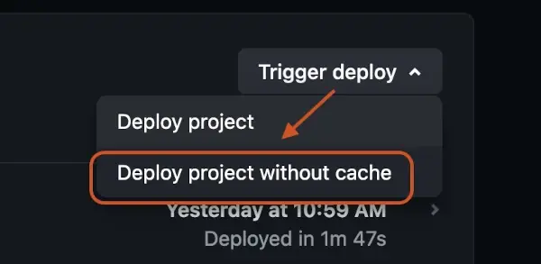 Deploy without cache