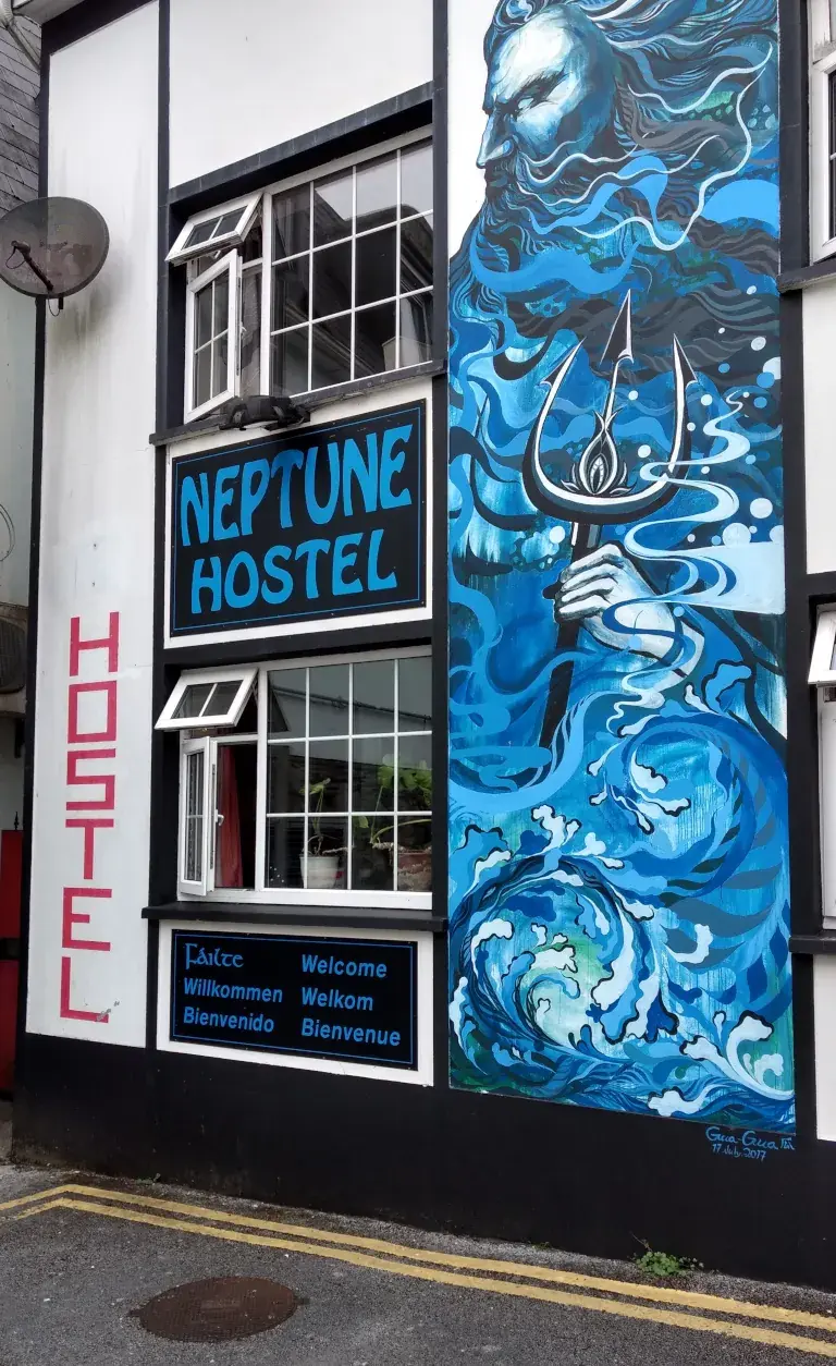 Neptune Town Hostel sign Neptune Town Hostel sign