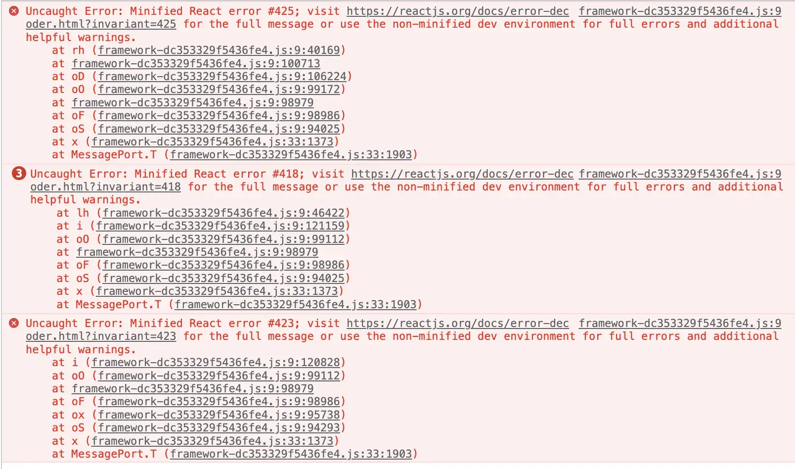 Hydration error Hydration error