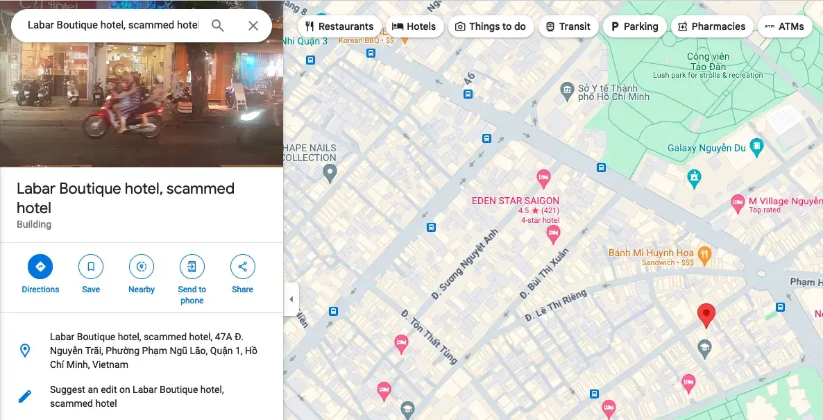 Hotel Scam in Saigon, Vietnam Hotel Scam in Saigon, Vietnam